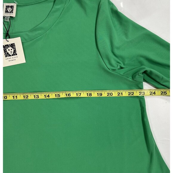 NWT Anne Klein Plus size 2X Top green stretch 3/4 Sleeves - Picture 6 of 9